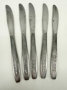 Vintage Floral Dinner Knives Simeon L George H Rogers Stainless 5 Replacement